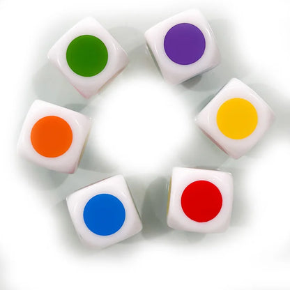 6-Pack 6-Sided Round Color Dice 16mm (0.63 in) Acrylic Puzzle Game