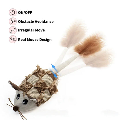 Motorized Interactive Plush Mouse Cat Toy - Fast-Moving Electronic Pet Toy for Cats