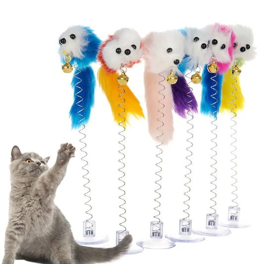 Interactive Cat Feather Wand with Sisal Mouse and Mini Bell Teaser Toy for Cats