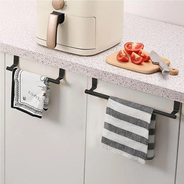 Stainless Steel Over-Cabinet Towel Rack - No-Drill Over-Door Towel Bar Holder for Kitchen & Bathroom, 24×7 cm (9.4×2.8 in) & 36×7 cm (14.2×2.8 in)