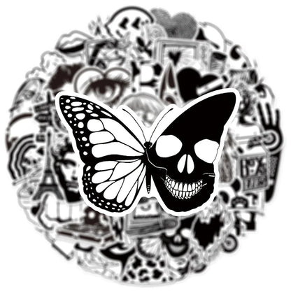 10/30/50pcs Cool Black and White Art Styling Graffiti Stickers Laptop Skateboard Motorcycle Phone Luggage Decoration Sticker Toy