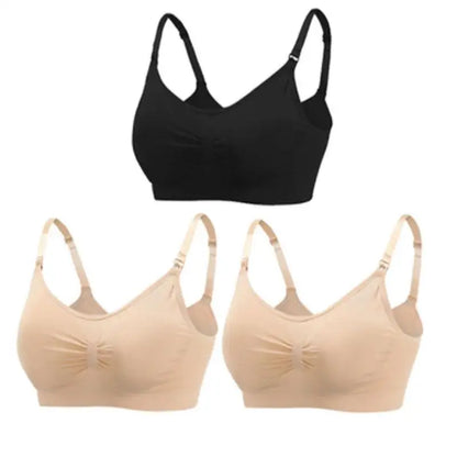 3-Pack Seamless Maternity Nursing Bras – Wireless Breathable Nursing Bra with Removable Pads & Front/Back Closure
