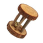 Wooden Pine Chew Roller Toy for Rabbits, Guinea Pigs & Rats - Dumbbell Unicycle Bell for Small Pets