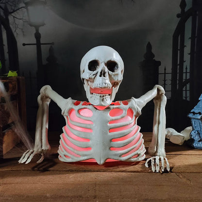 Halloween Glowing Skull Skeleton Head Horror Prop – Haunted House Outdoor Yard & Home Scary Decoration