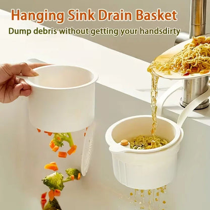 Press-Down Drain Basket Food Strainer & Sink Organizer for Kitchen and Bathroom