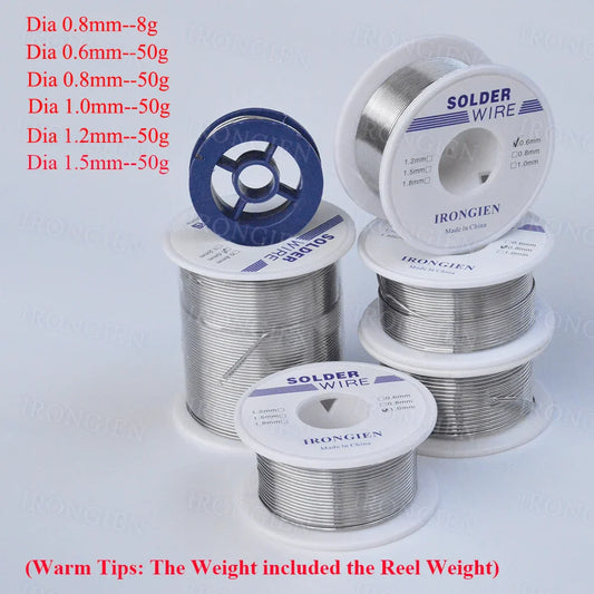 High-Purity Mixed Tin Rosin-Core Solder Wire, Dia 0.6–1.5mm (0.024–0.059 in), 8g / 50g Reel for Electrical Soldering