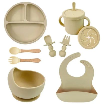 Food Grade Silicone Baby Feeding Dish Set Suction Plate Cup