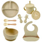 Food Grade Silicone Baby Feeding Dish Set Suction Plate Cup