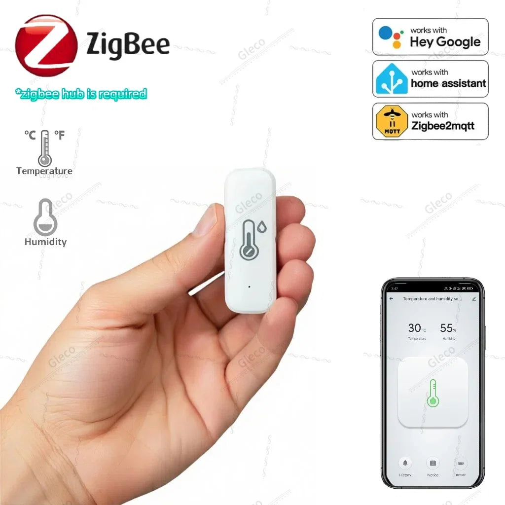 Zigbee Temperature Humidity Sensor Smart Home Hygrometer Thermometer Compatible With Tuya Smart Life Alexa Google Assistant Z2M