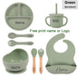 8-Piece Silicone Baby Feeding Set with Suction Plate, Bowl & Straw Cup — Personalized Kids Tableware, BPA-Free