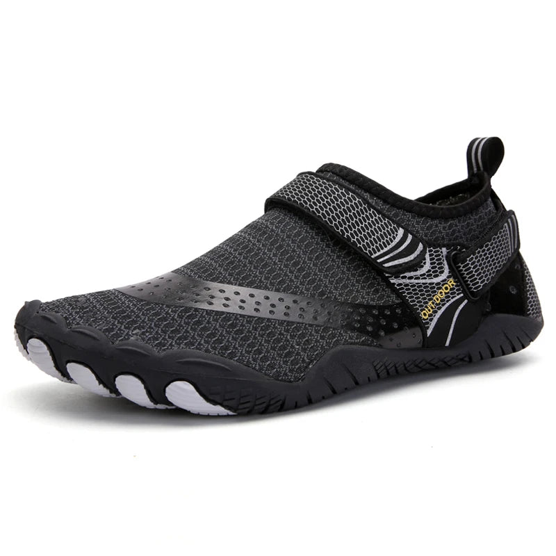 Barefoot Aqua Water Shoes – Anti-Slip Quick-Drying Beach & Swimming Sneakers for Men, Sizes 39–46, Black & Dark Blue