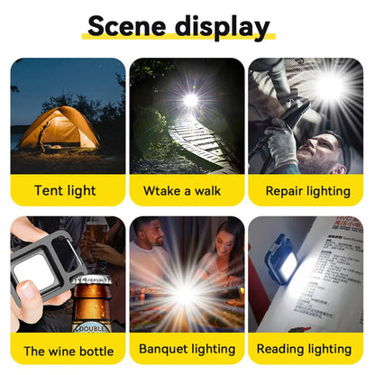 Mini COB LED Keychain Flashlight - Emergency Work Light, 1 or 2 Pack