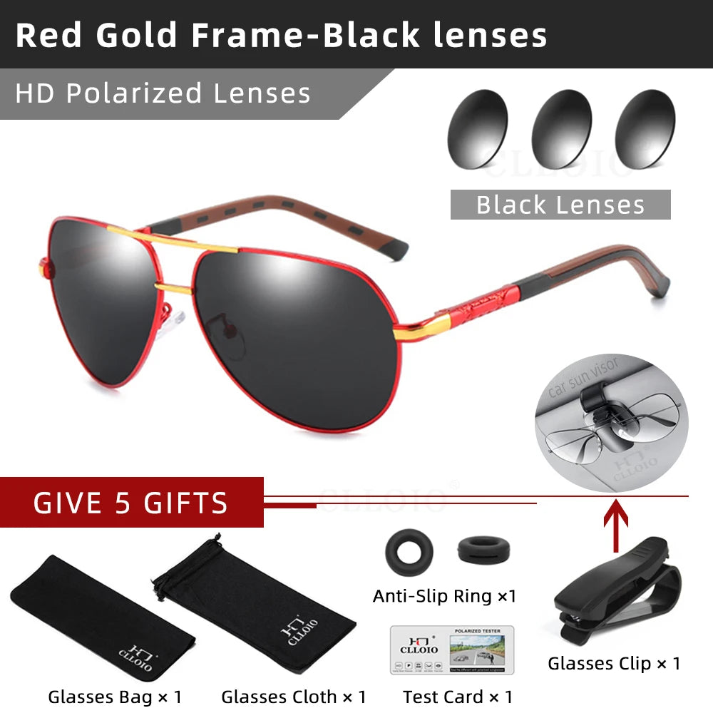 CLLOIO Pilot Polarized Sunglasses for Men & Women – UV400 Aluminum Frame