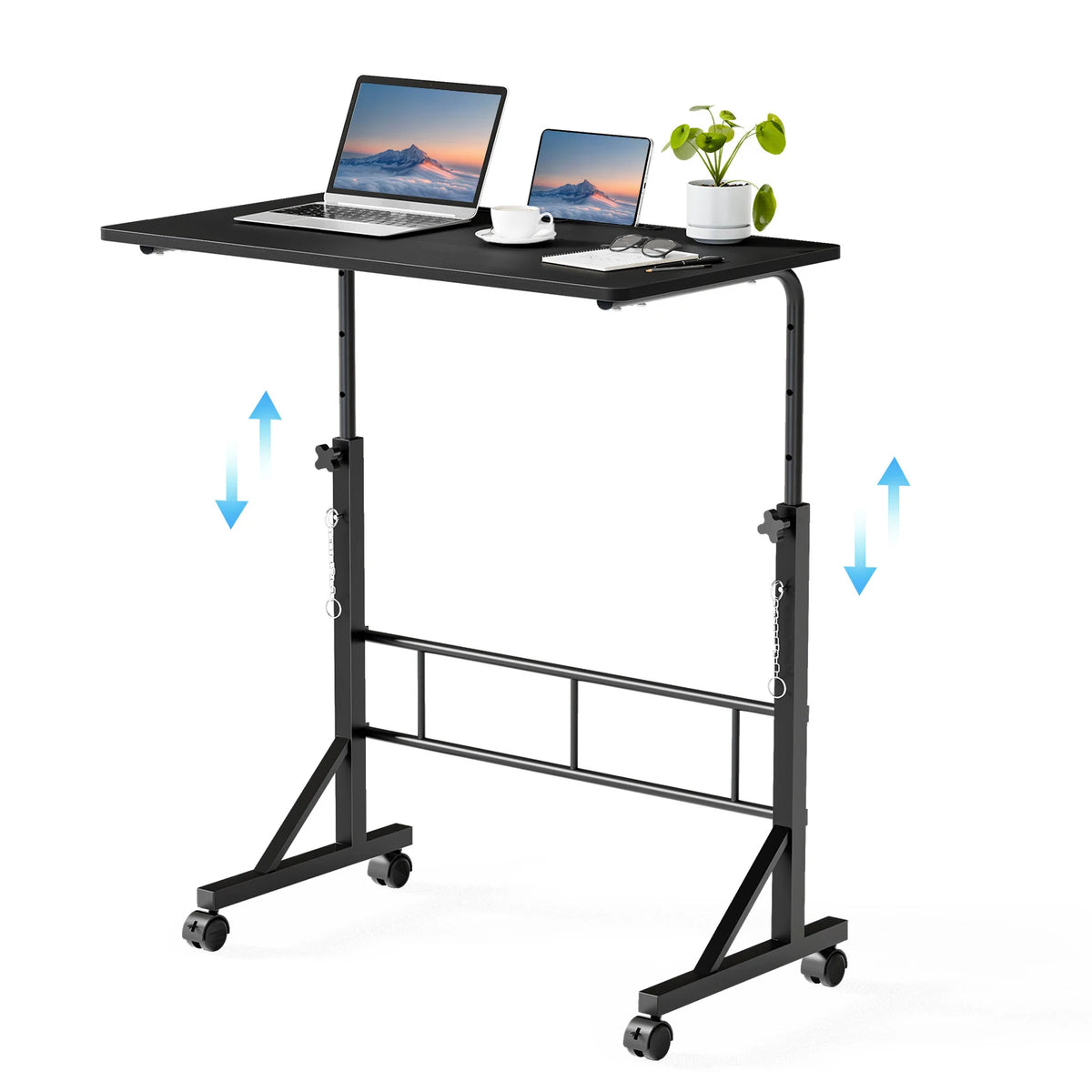 JHK 31.5" Mobile Standing Desk - Height Adjustable 27.95"-43.70", Pin-Lock, 4 Wheels, 88 lb, Walking Pad Treadmill Desk