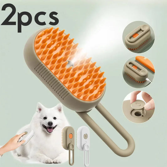 Steam Pet Grooming Brush 3-in-1 Spray Massage USB Rechargeable Hair Removal Comb for Cats & Dogs