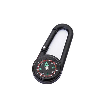 Mini Compass Carabiner Keychain — Camping & Hiking Backpack Buckle Survival Tool