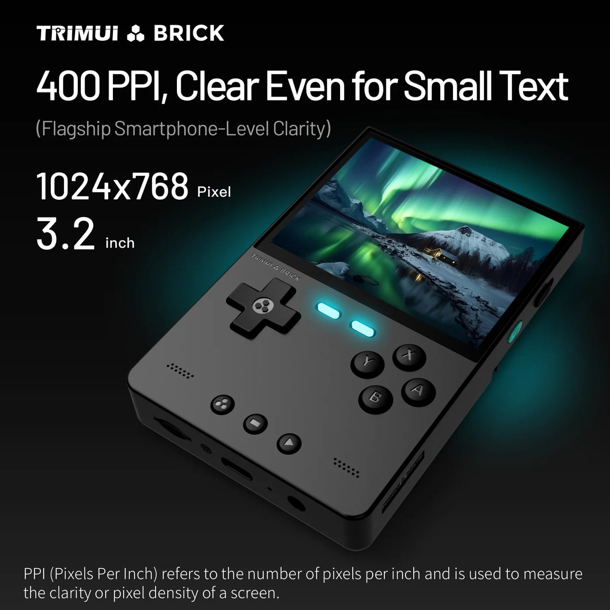 TRIMUI BRICK Handheld Game Console - 3.2" IPS, Allwinner A133P, Linux, RGB LED, Metal Back, 12,000+ Games, 4 Colors