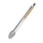 Stainless Steel Grill & Salad Tongs with Oak Handle, Locking Ring, Heat-Resistant — 5 Sizes Available