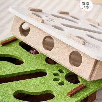 Interactive Cat Puzzle Toy – Felt Maze Box with Bell Balls