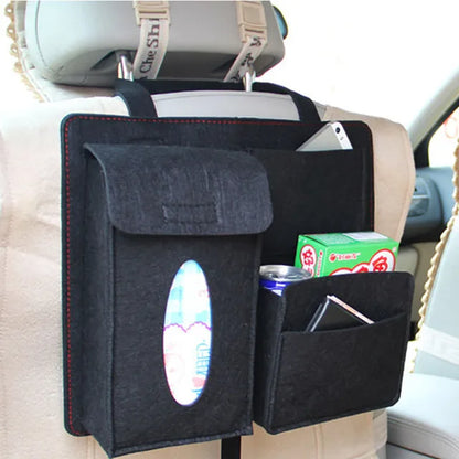 Woolen Felt Car Trunk Organizer Multi-Pocket Under-Seat Cargo Storage Bag