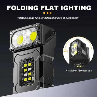 Mini USB Rechargeable LED Flashlight — COB + LED, Magnetic, 8 Modes