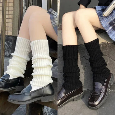 Women's Bare Heel Leg Warmers 40cm (15.7in) Knit Acrylic Boot Cuffs, Japanese Lolita Long Crochet Socks, 1 Pair