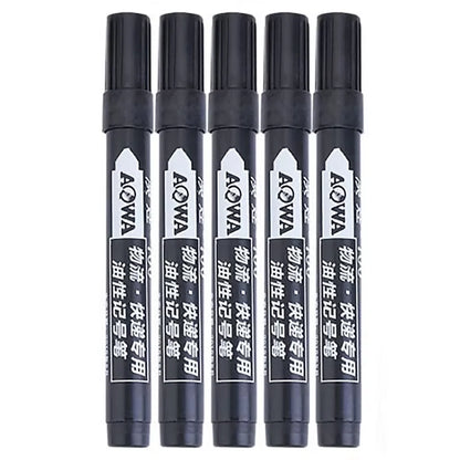 10-Pack Large Tip Black Non-Erasable Marker Pens — Permanent Markers for Labeling, Notation & Crafts