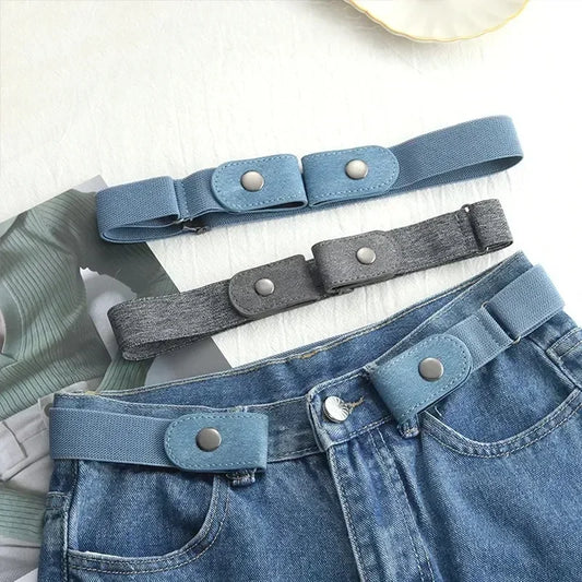 Canvas Elastic No-Buckle Adjustable Belt for Jeans – Invisible Waistband 33–45in (85–115cm) for Women & Men