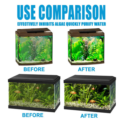 Aquarium Algae Tablets 50-Pack with Spoon, Fish Tank Algaecide Moss & Odor Remover Water Purifier