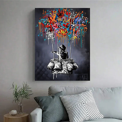 Classic Abstract Wall Art Banksy Street Graffiti Wall Art HD Canvas Print Poster Home Living Room Bedroom Decoration
