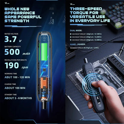 180-in-1 Precision Electric Screwdriver Set Magnetic Phillips Torx Hex Bits with LED Case