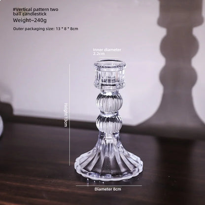 Clear Glass Pillar Candle Holder Table Candlestick for Dining Room Decor