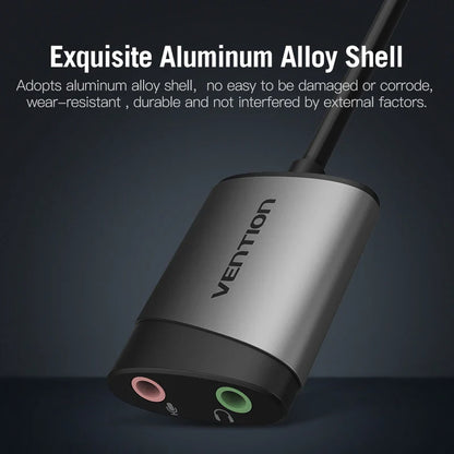 USB External Sound Card 3.5mm Audio Adapter with Microphone — USB-A Headset Adapter for PC, MacBook, Laptop, PS5, Gaming Headset