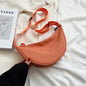 Casual Half Moon Crossbody Shoulder Bag - PU Leather Satchel Messenger, 33 x 17 x 9 cm (13 x 6.7 x 3.5 in) - Unisex Everyday Sling