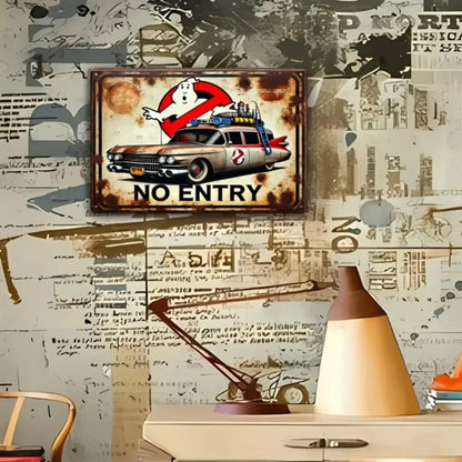 Ghostbusters Retro Metal Wall Art | Iconic Movie Decor for Themed Spaces | Easy to Install & Long-Lasting for Homes