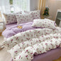3-Piece Heart Floral Duvet Cover Set with Pillowcases – Cartoon Plant Print, Fits 1.5m (59 in / 5 ft) & 2.0m (79 in / 6.6 ft) Beds, No Insert