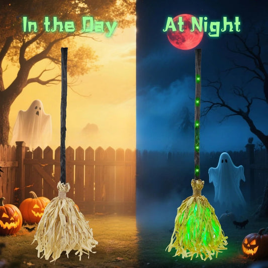 Broom Halloween Decoration Animated Lights Move Up Sound Dancing Witch Interior Decorations