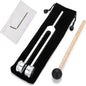128 Hz Weighted Bio-Acoustic Tuning Fork Set (3-Piece) - Chakra Healing & Stress Relief with Silicone Hammer
