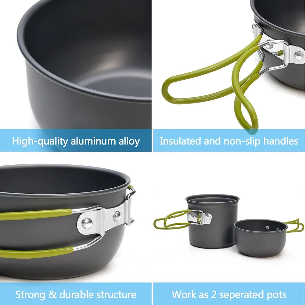 Camping Cookware Mess Kit Ultralight Camping Pot Set Outdoor Cooking