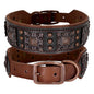 Genuine Leather Spiked Dog Collar – Adjustable L/XL for Medium & Large Dogs (Pitbull, Bulldog, German Shepherd) – Black Brown Green