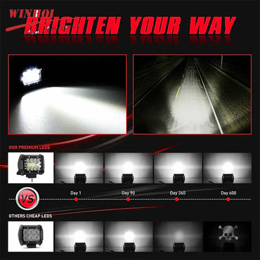 4in (102mm) & 7in (178mm) LED Work Light Bar 12-24V Combo Spot Flood Fog Lamp for 4x4 Truck ATV UTV Off-Road