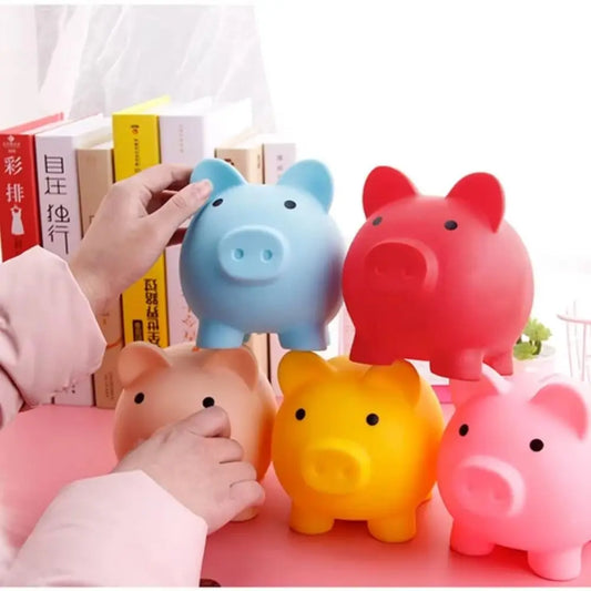 Cute Cartoon Pig Piggy Bank - Kids Coin Bank Money Saving Box (3.5 in / 9 cm)