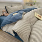 Nordic Plaid Washed Cotton Bedding Set - Duvet Cover + Pillowcases & Flat Sheet - Twin/Full/Queen/King