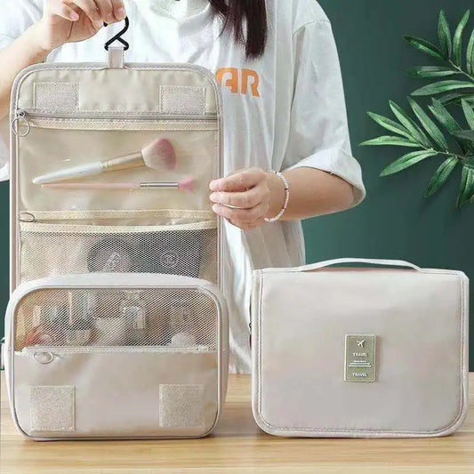 Double-Layer Waterproof Travel Toiletry & Makeup Bag - Hanging Handheld Dopp Kit for Men & Women