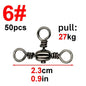 50PCS/Bag Fishing Accessories Black Nickel Plating Three-Prong Connector T-Swivel Sub-Line Splitter Outdoor Fishing Bazi Ring