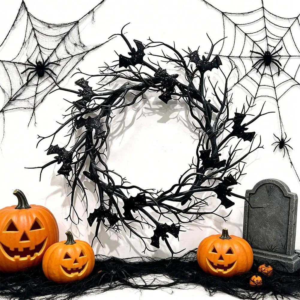 Halloween Crow Thorns Dead Branch Wreath – Realistic Spiked Branch Garland for Haunted House, Door & Horror Decor – 25cm & 45cm