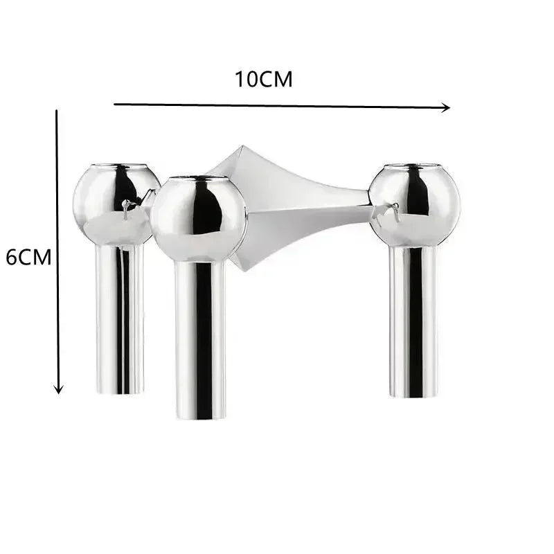 Nordic 3-Arm Metal Taper Candle Holder - Modern Vintage Candelabra for Skinny Stick Candles (Fits ≤1.2 cm / 0.47 in)