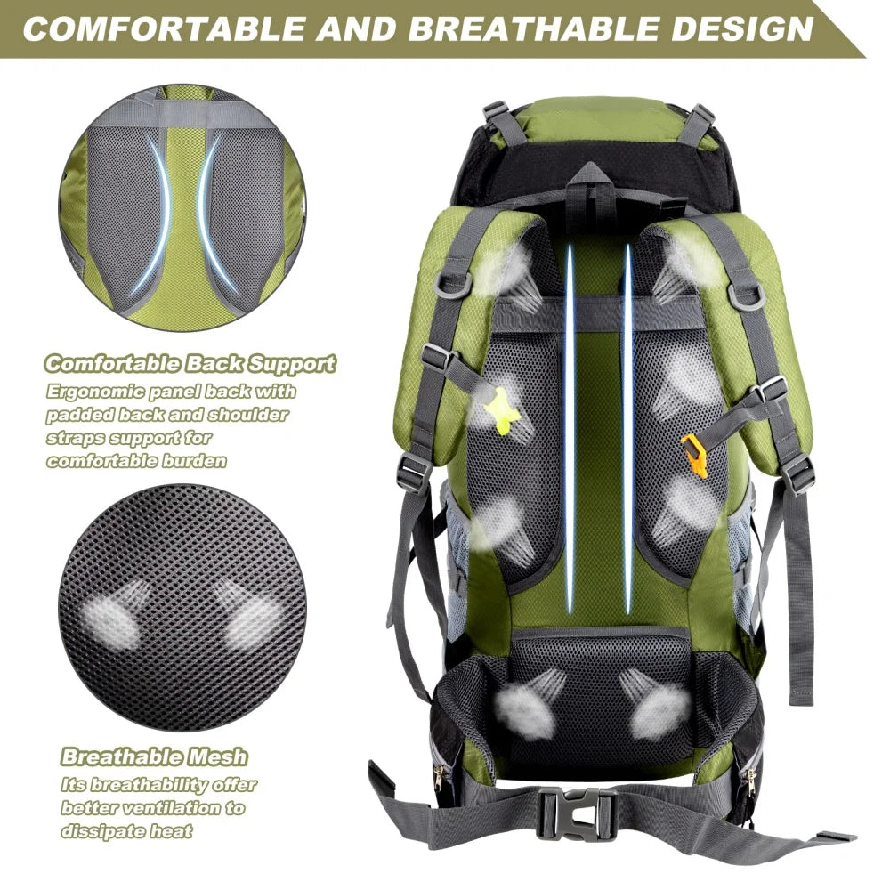 Night Cat 70L / 90L Hiking Backpack with Rain Cover – Waterproof Camping Rucksack for Men & Women