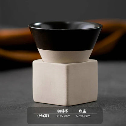 Retro Japanese Triangular Cone Ceramic Tea and Coffee Mug Pottery Porcelain Latte Cup for Home and Office