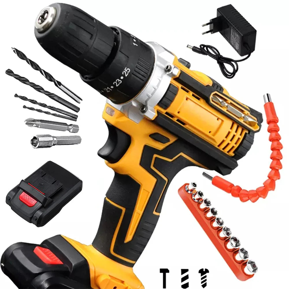 Gisam 21V Cordless Drill and Screwdriver, 28 N·m Torque